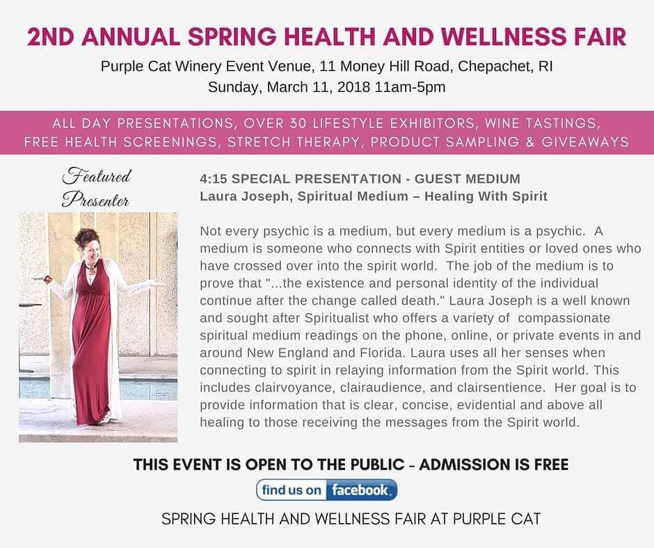 Hope to see you Sunday March 11th for the Spring Health and Wellness Fair at the Purple Cat Winery in Rhode Island
