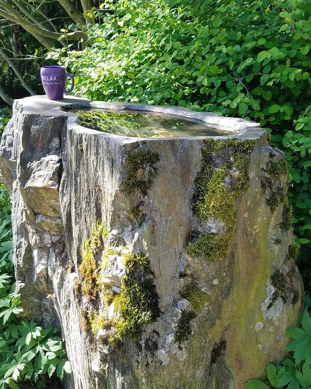 Good morning.  I sooooo want this rock in my yard. It’s even got a built in bird bath and table for my morning tea. Ahhh bliss. .
.
Want one of those mugs? Private message me. .
.
www.laurahealingwithspirit.com