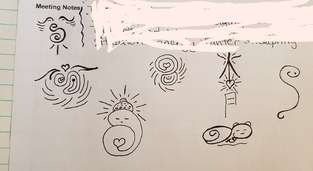 So with all the immense and intense energies this month, I doodled this during a meeting last week. I’m not much of a doodler esp during an event, but I couldn’t stop on this day. .
.
Personally I’m watching the sun and the volcano in Hawaii for clues to assist me on how to navigate. .
.
Tomorrow’s new moon forecast is having me wonder and looking at all the waves and shifts I drew here and more. .
.
Subconscious working over time. .
.
Thoughts?  What do you see in these pics? Curious. .
.
How are you doing?  You feeling these shifts especially in areas of finances?